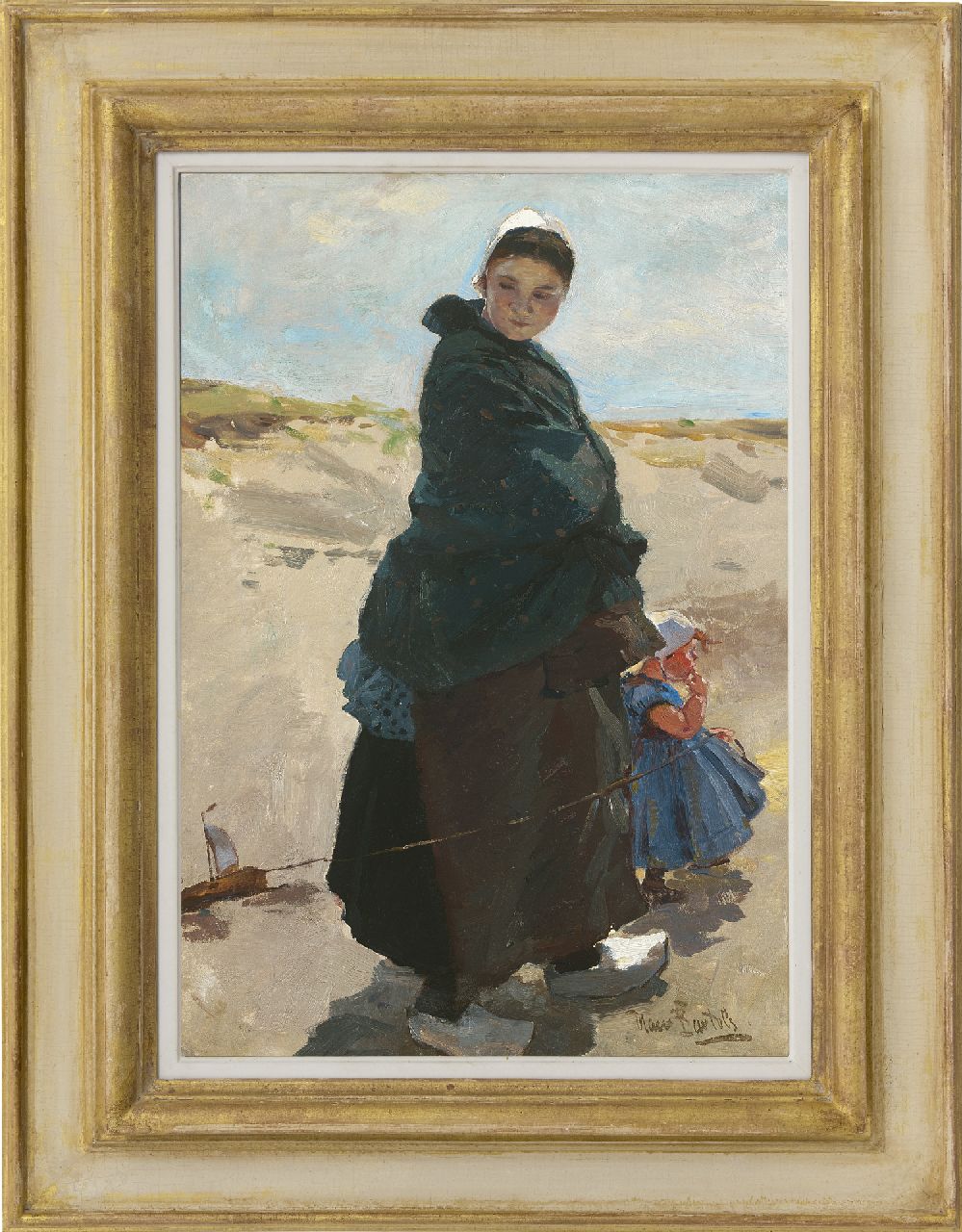 Bartels H. von | Hans von Bartels, Reverie: a fisherman's wife with her child on the beach of Katwijk, oil on canvas 47.6 x 33.3 cm, signed l.r.