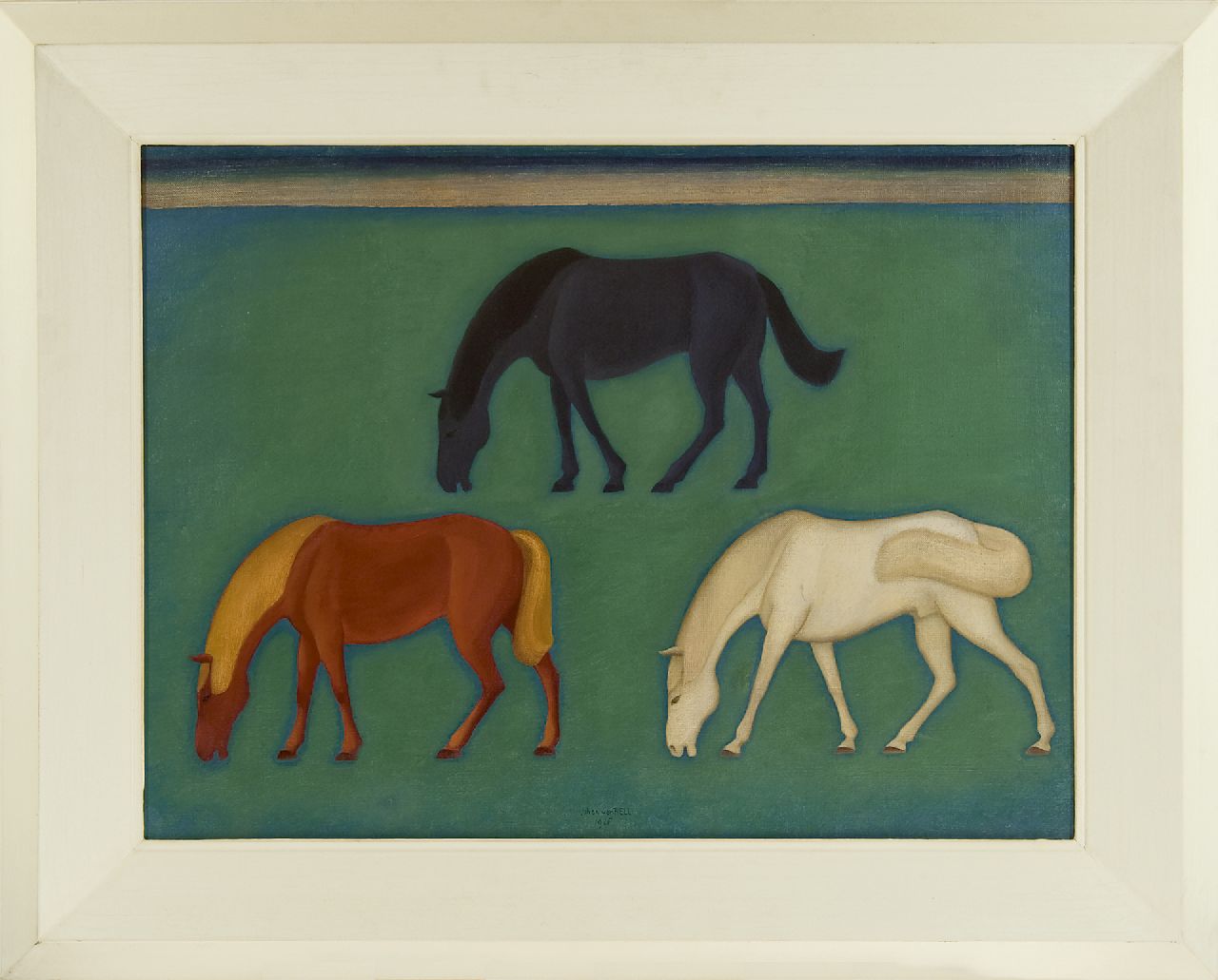 Hell J.G.D. van | Johannes Gerardus Diederik 'Johan' van Hell | Paintings offered for sale | Three grazing horses, oil on canvas 60.5 x 80.5 cm, signed l.c. and dated 1926