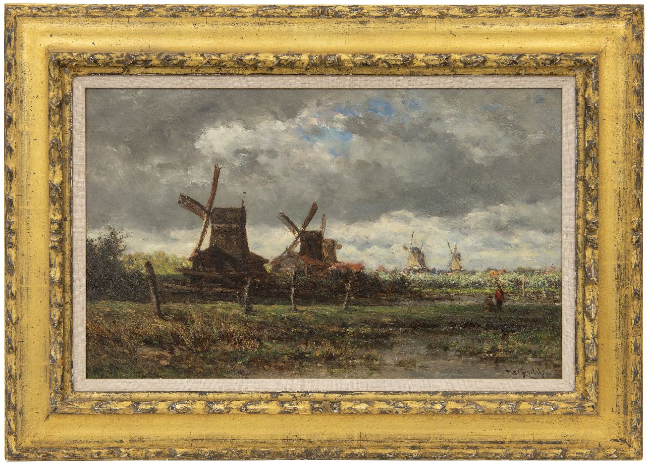 Roelofs W.  | Willem Roelofs, Sawmills along the Noordendijk near Dordrecht, oil on panel 28.7 x 47.6 cm, signed l.r. and painted ca. 1872-1875