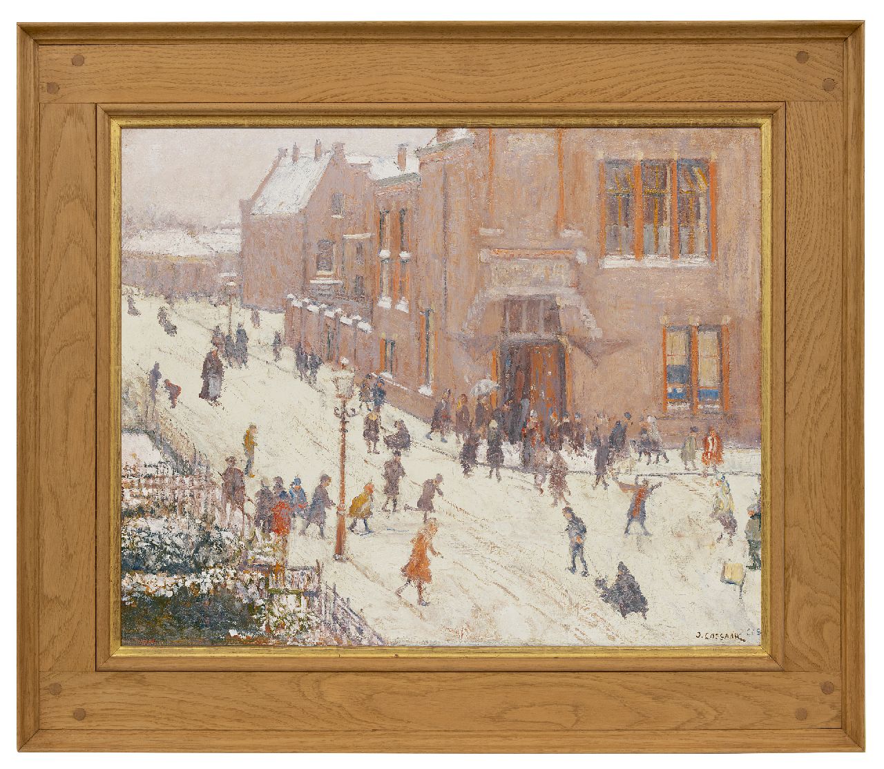 Cossaar J.C.W.  | Jacobus Cornelis Wyand 'Ko' Cossaar | Paintings offered for sale | Winter fun at the Christian Mulo at the Helmstraat, Scheveningen, oil on canvas 52.3 x 66.2 cm, signed twice l.r. and dated '36