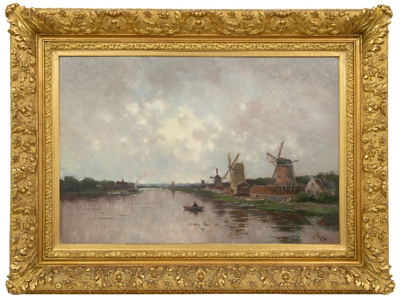 Rip W.C.  | 'Willem' Cornelis Rip, Windmills along the Zaan river, oil on canvas 62.8 x 90.6 cm, signed l.r.