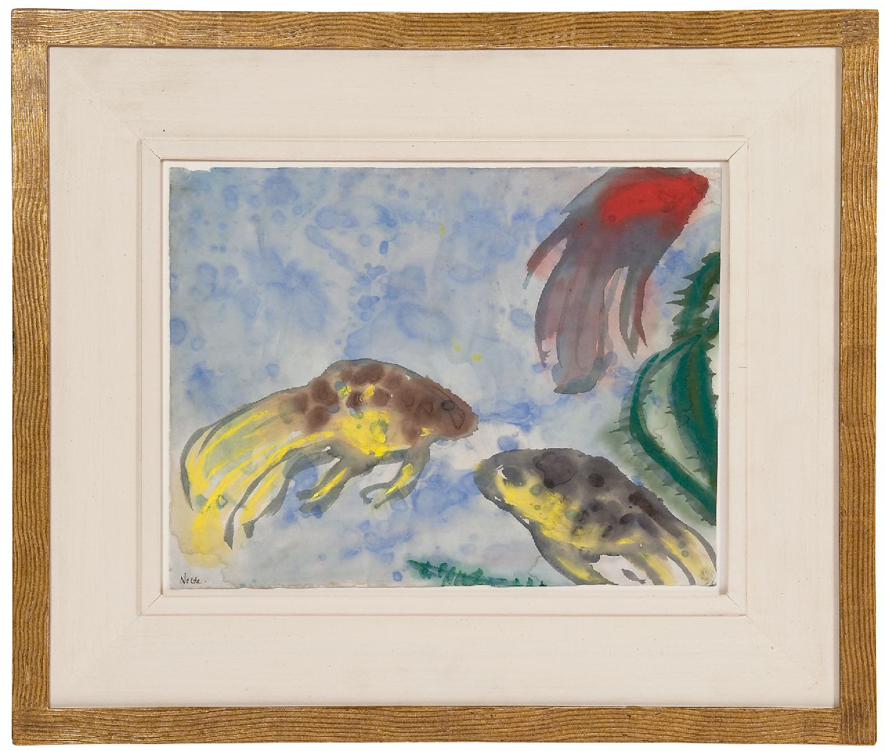 Nolde (Hans Emil Hansen) H.E.  | Hans 'Emil' Nolde (Hans Emil Hansen) | Watercolours and drawings offered for sale | Veiltails (Aquarium), watercolour on Japanese paper 35.8 x 47.0 cm, signed l.l. and executed in 'Berlin' 1923-1924