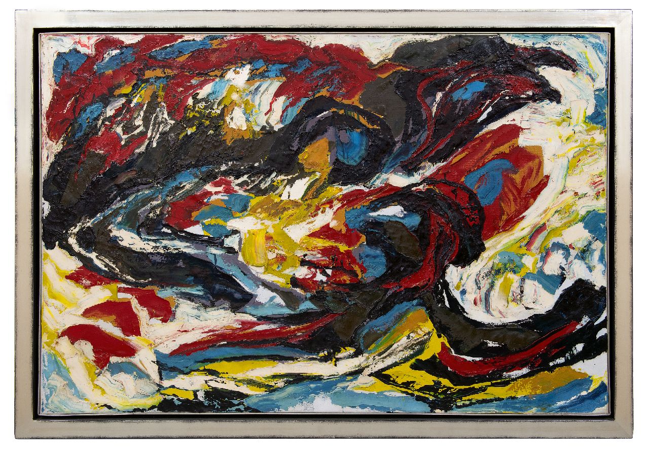 Hunziker F.  | Frieda Hunziker, Salvation, oil on canvas 99.5 x 149.5 cm, signed reverse and painted ca. 1961