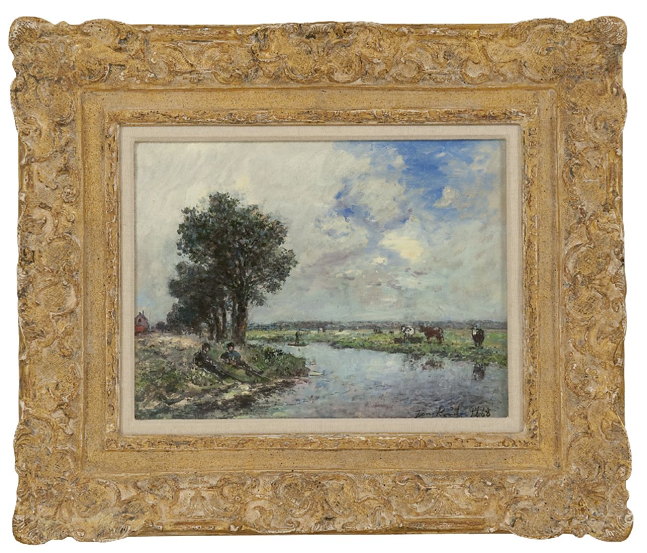 Jongkind J.B.  | Johan Barthold Jongkind, Near the river, probably de Dinkel near Lattrop, oil on canvas 24.6 x 32.5 cm, signed l.r. and dated 1868