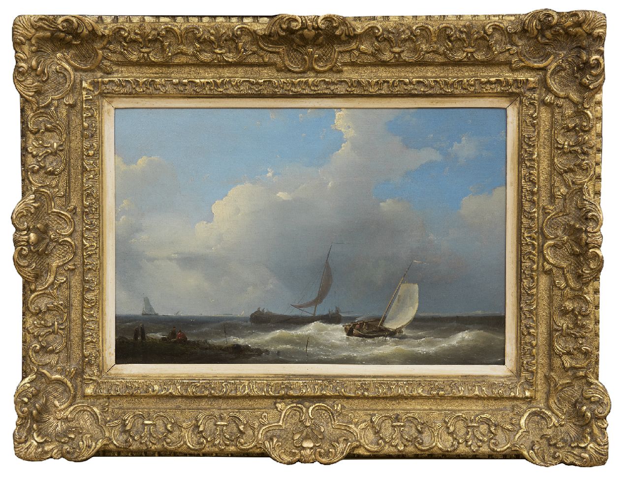 Hulk A.  | Abraham Hulk | Paintings offered for sale | Sailing boats near the coast, oil on panel 21.5 x 32.3 cm, signed l.l. and dated 1849