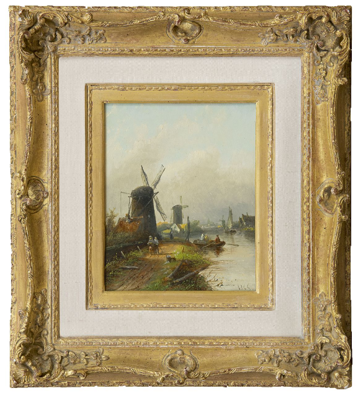 Spohler J.J.C.  | Jacob Jan Coenraad Spohler, Dutch river landscape, oil on panel 20.4 x 16.0 cm, signed l.r. with initials