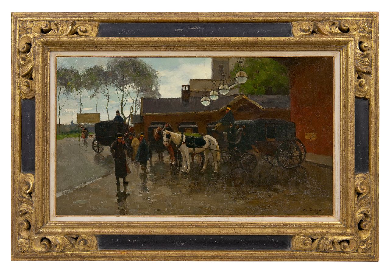 Zwart W.H.P.J. de | Wilhelmus Hendrikus Petrus Johannes 'Willem' de Zwart | Paintings offered for sale | Coaches near the station Hollandse Spoor, The Hague, oil on canvas 46.4 x 79.9 cm, signed l.r.