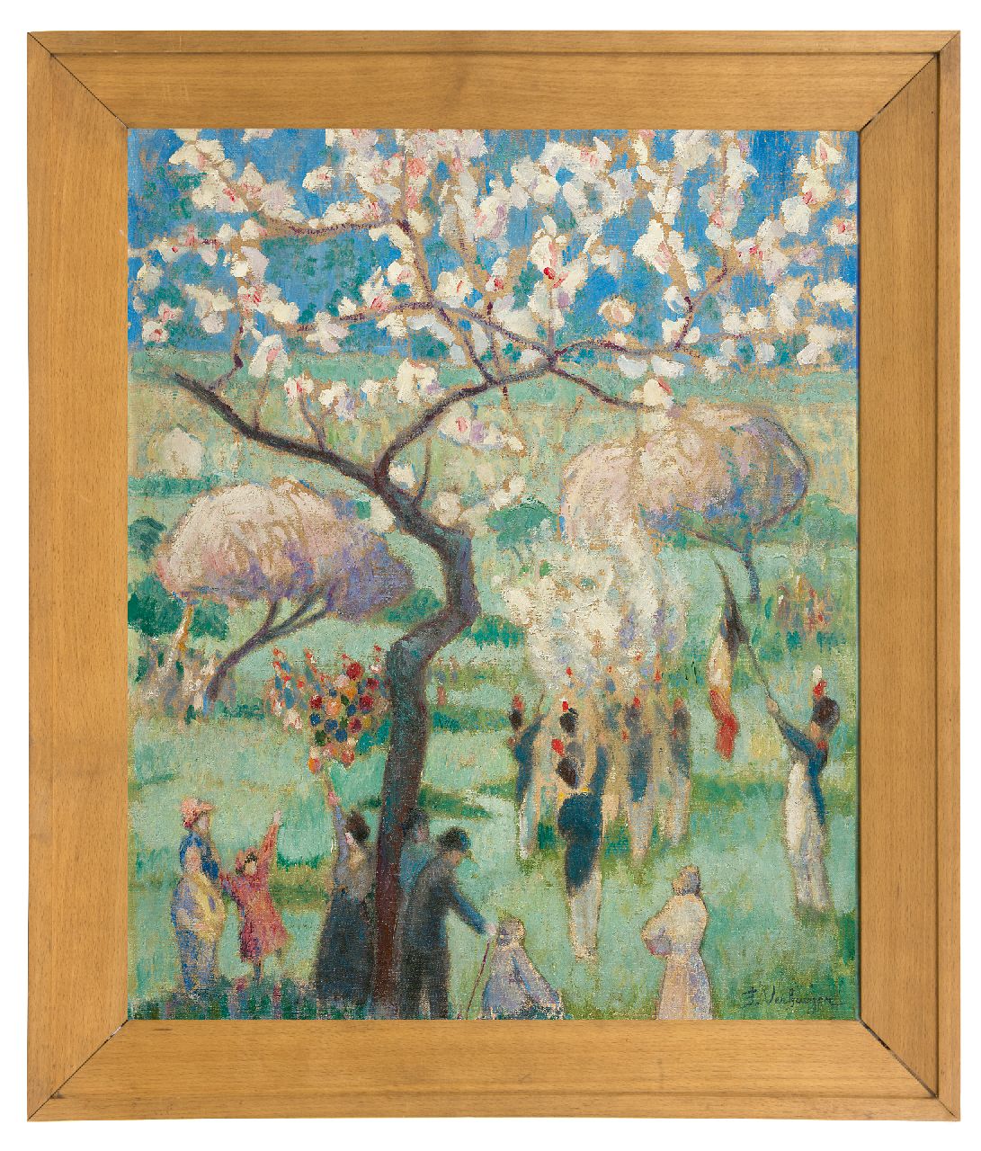 Verhaegen F.  | Fernand Verhaegen | Paintings offered for sale | The celebration of St. Rolende, Gerpinnes, oil on canvas 54.5 x 44.7 cm, signed l.r. and painted ca. 1913