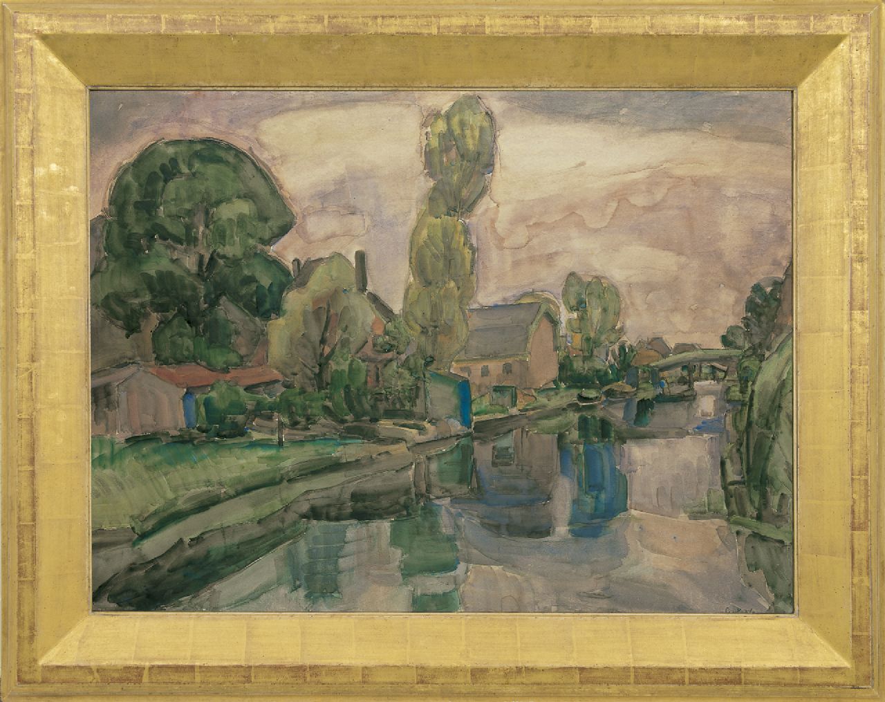 Gestel L.  | Leendert 'Leo' Gestel, A view on Koedijk, watercolour on paper 72.0 x 98.0 cm, signed l.r. and dated 'Koedijk 1919'