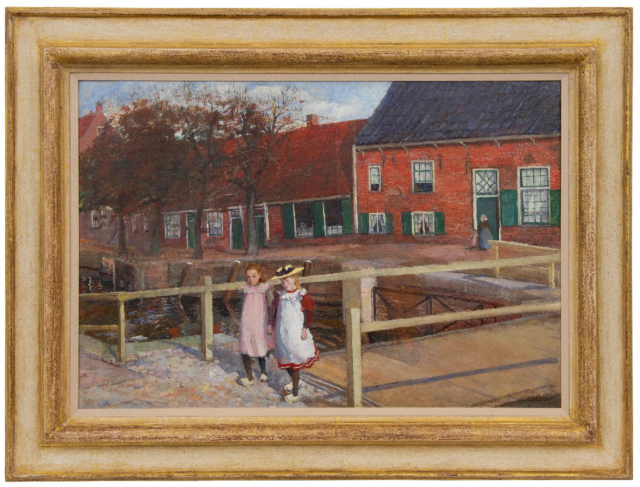 Koster J.P.C.A.  | Johanna Petronella Catharina Antoinetta 'Jo' Koster | Paintings offered for sale | Girls on a Sunday stroll, Hasselt, oil on canvas 49.3 x 72.1 cm, signed l.r. and ca. 1901
