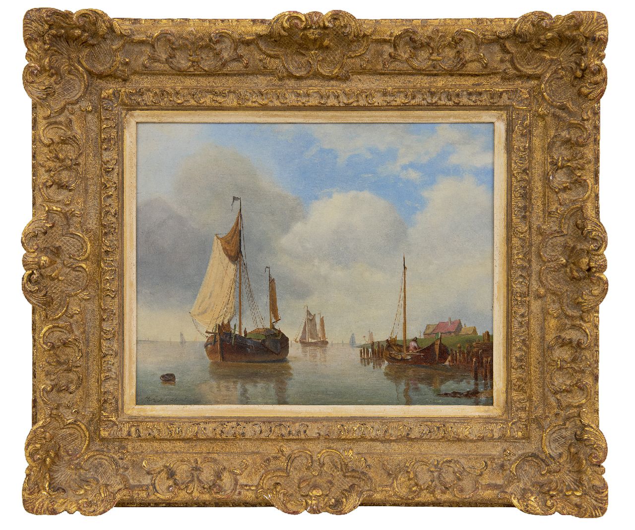 Koekkoek I M.A.  | Marinus Adrianus Koekkoek I | Paintings offered for sale | Sailing boats on a calm sea, oil on panel 21.4 x 26.8 cm, signed l.l.