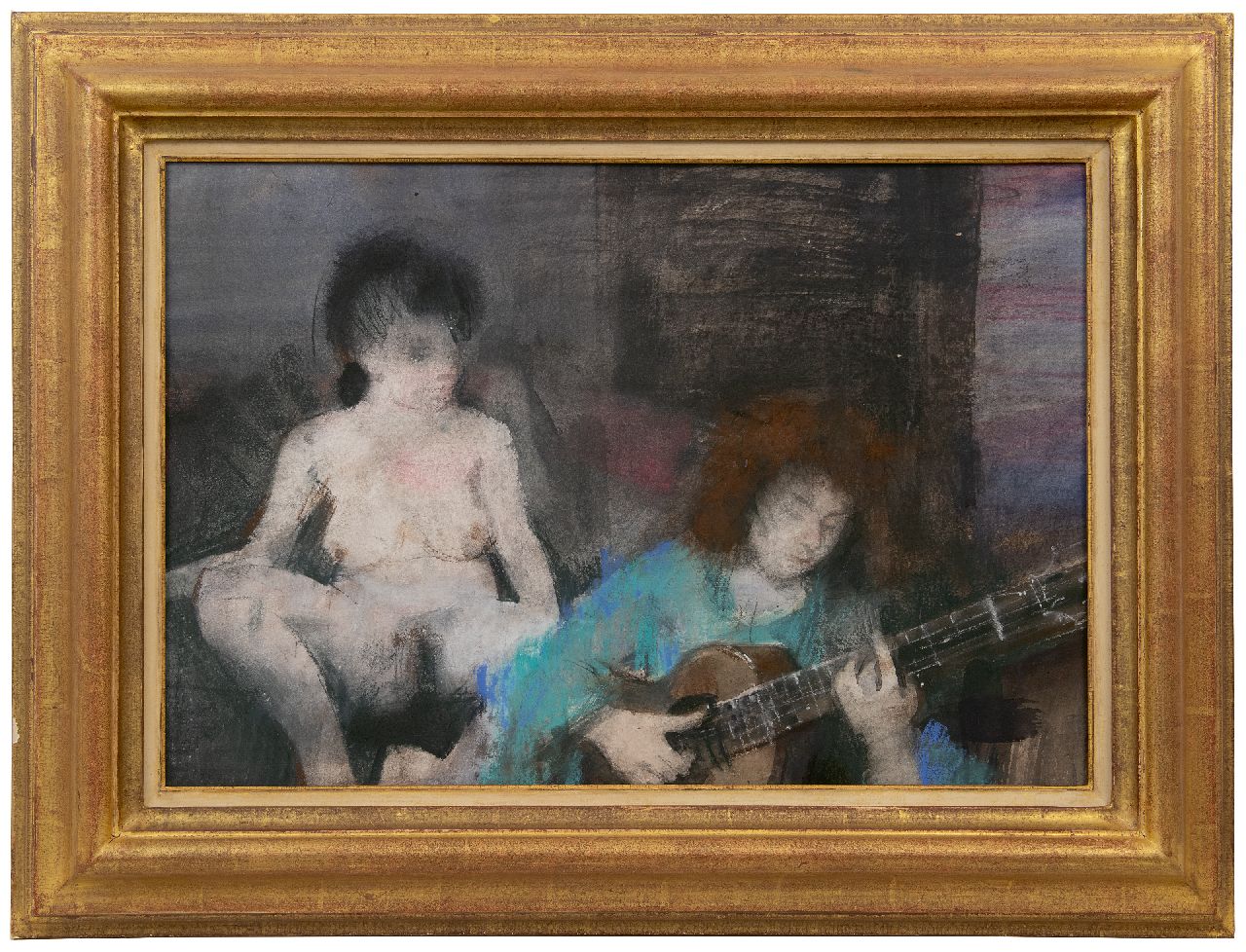 Goedhart J.A.  | Jan Andreas Goedhart | Watercolours and drawings offered for sale | A musician and a nude woman, pastel on paper 43.3 x 63.0 cm