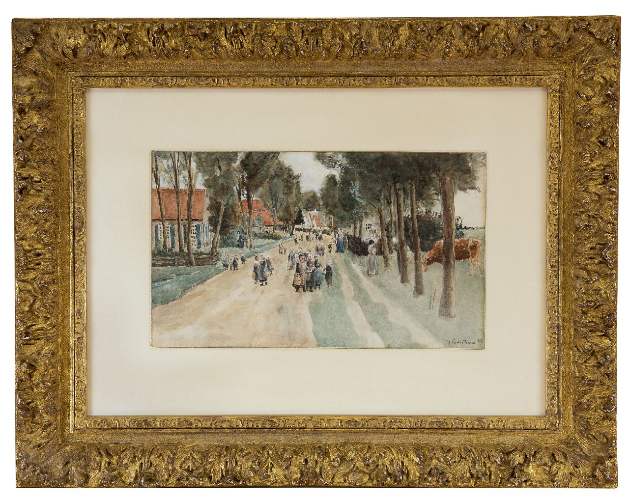 Liebermann M.  | Max Liebermann, A village street in Holland, watercolour on paper 18.3 x 29.7 cm, signed l.r. and dated '82