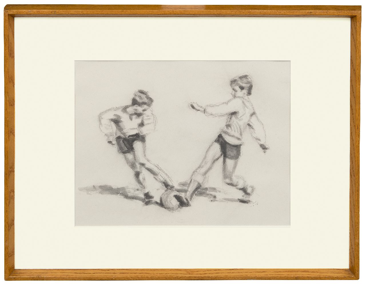Kempers B.J.E.  | Bernardus Johannes Everhardus Kempers | Watercolours and drawings offered for sale | Football player 3, charcoal and ink on paper 38.0 x 48.0 cm, signed l.r. with monogram and jaren '50