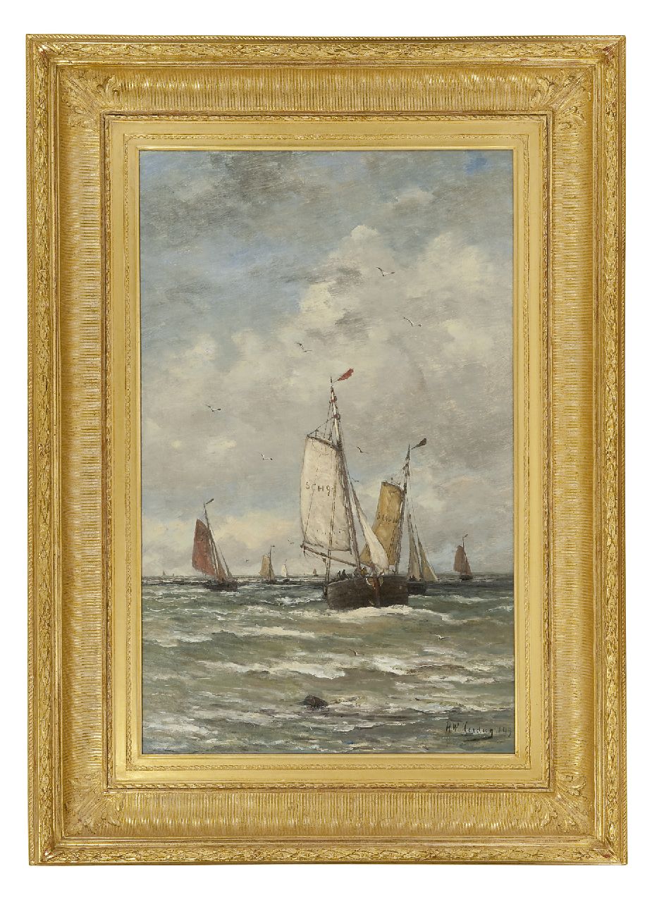 Mesdag H.W.  | Hendrik Willem Mesdag, Fishing boats at sea, oil on canvas 78.2 x 48.2 cm, signed l.r. and dated 1899