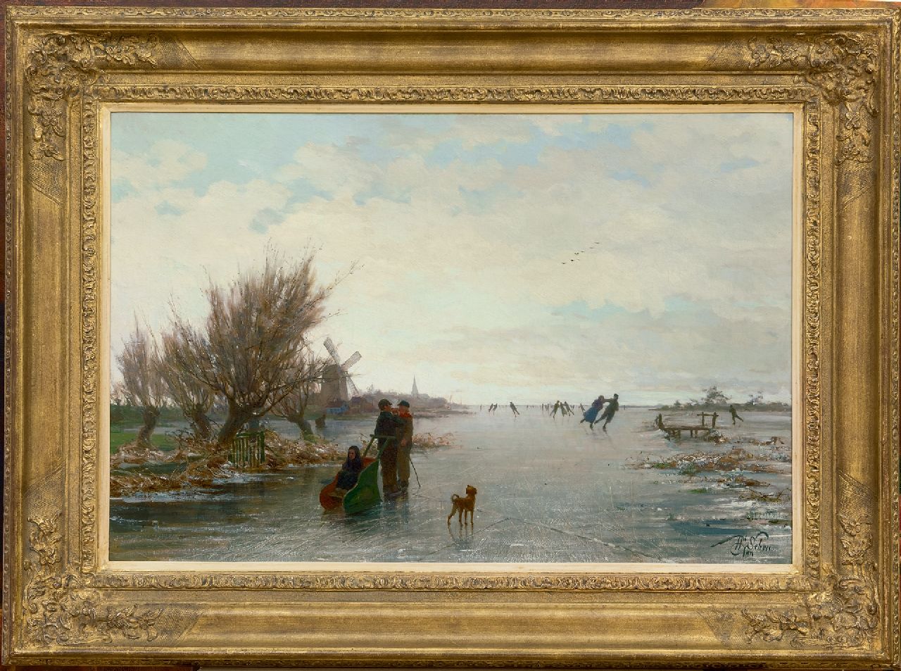 Seben H. van | Henri van Seben, Diversion on Dutch frozen waterway, oil on canvas 46.6 x 70.2 cm, signed l.r.