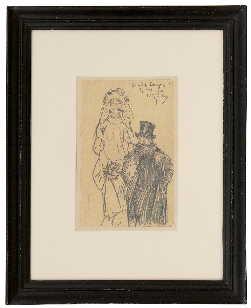 Sluiter J.W.  | Jan Willem 'Willy' Sluiter | Watercolours and drawings offered for sale | Bride and groom, pencil on paper 19.5 x 12.5 cm, signed u.r. and dated 27 october 1910