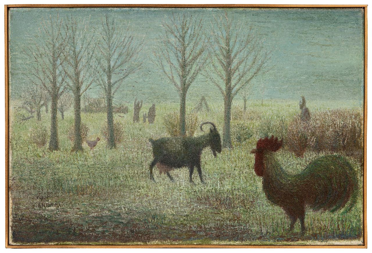 Andréa C.  | Cornelis 'Kees' Andréa | Paintings offered for sale | Landscape with figures and animals, oil on canvas 37.5 x 56.5 cm, signed l.l. and on the reverse and painted 1943 on the reverse