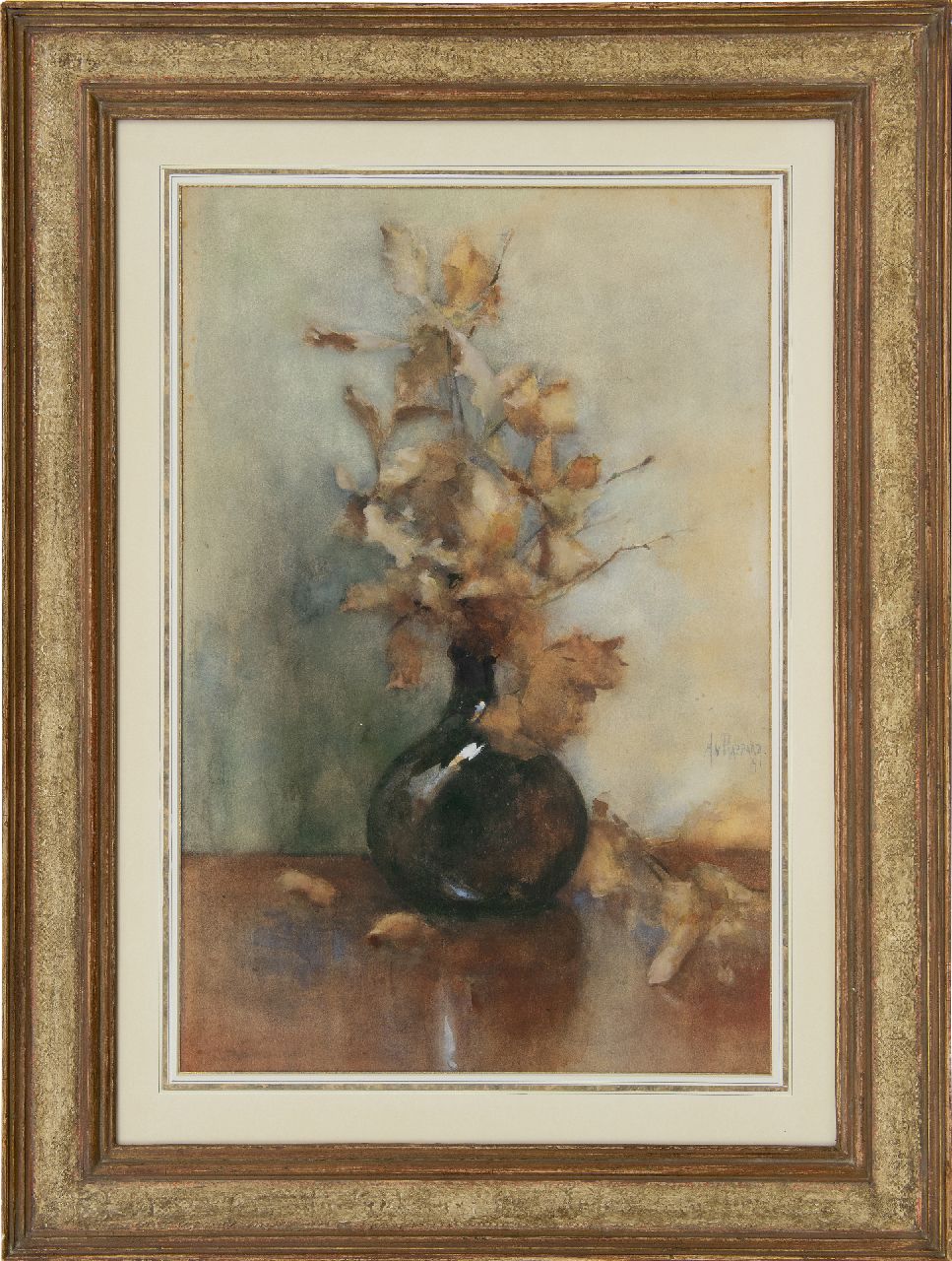 Rappard A.G.A. van | 'Anthon' Gerhard Alexander van Rappard | Watercolours and drawings offered for sale | Autumn still life, watercolour on paper 65.5 x 43.0 cm, signed m.r. and dated '91