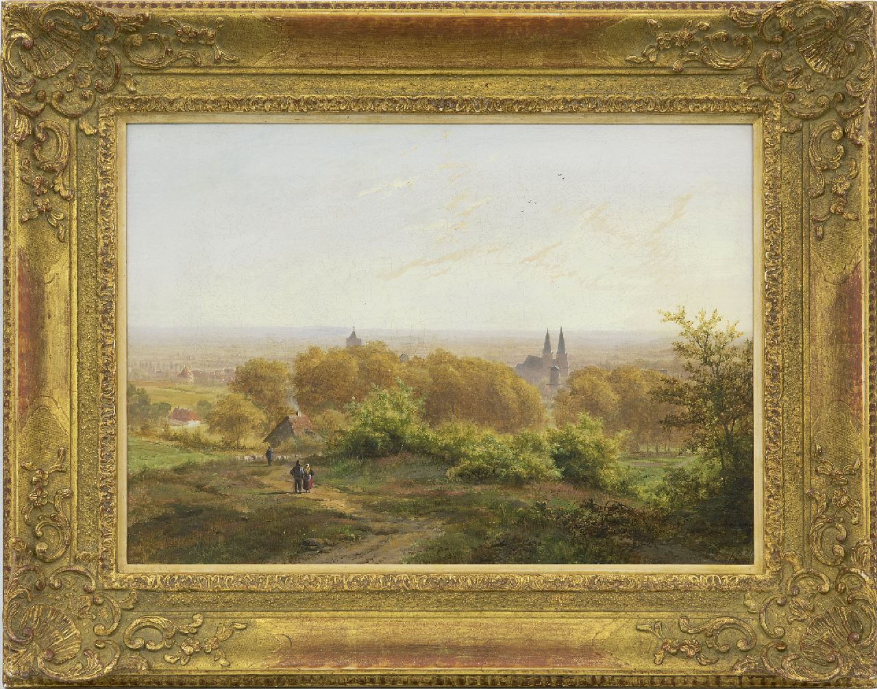 Klombeck J.B.  | Johann Bernard Klombeck | Paintings offered for sale | A panoramic view on Cleve, Germany, oil on canvas laid down on panel 32.2 x 44.7 cm, signed l.r. with initials and dated 1844