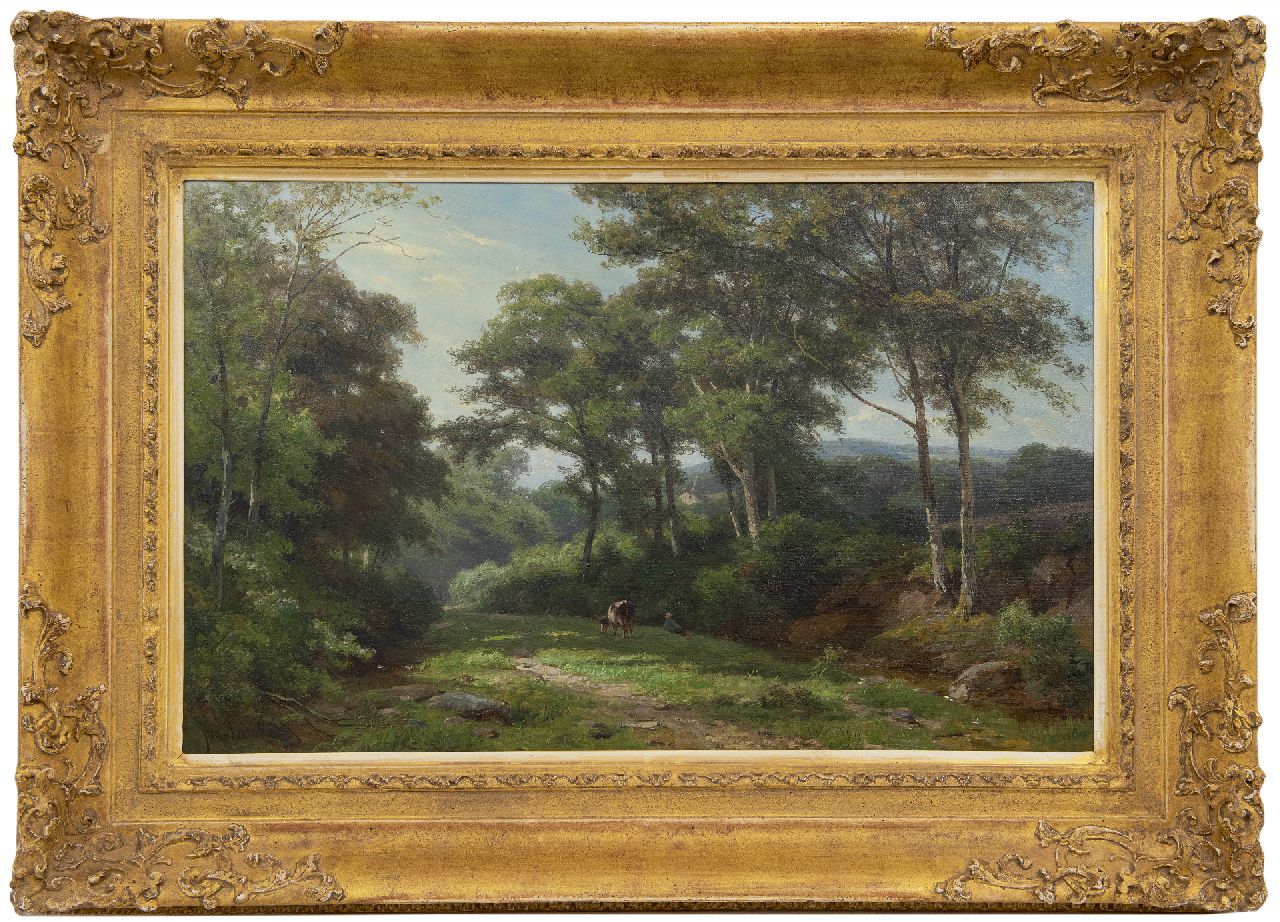 Borselen J.W. van | Jan Willem van Borselen, A shepherd, oil on canvas 44.8 x 70.3 cm, signed l.l.
