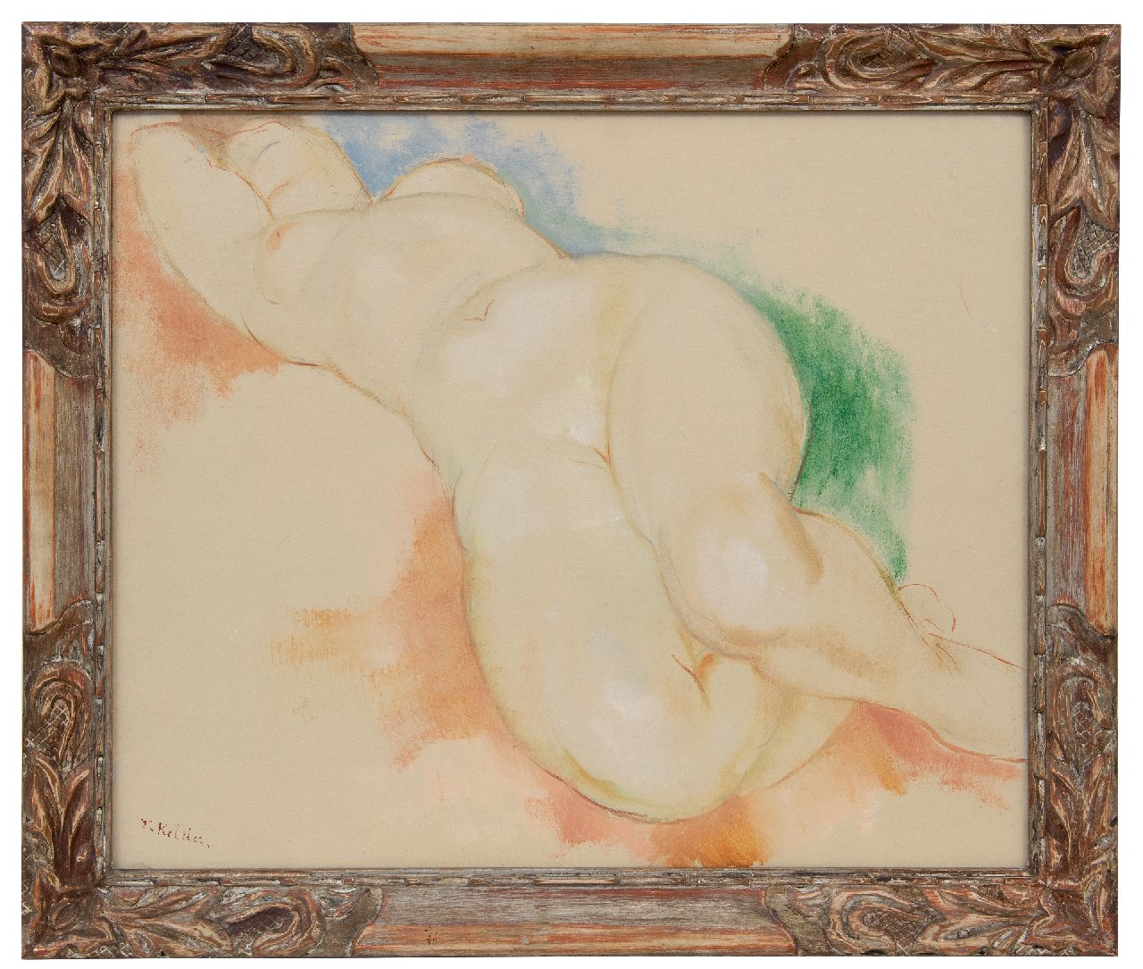 Kelder A.B.  | Antonius Bernardus 'Toon' Kelder | Watercolours and drawings offered for sale | Sleeping nude, pencil, chalk and oil on board 53.9 x 65.0 cm, signed l.l.