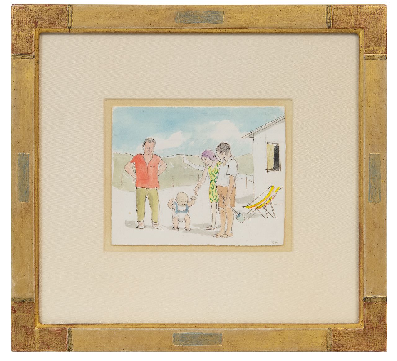 Kamerlingh Onnes H.H.  | 'Harm' Henrick Kamerlingh Onnes | Watercolours and drawings offered for sale | The first steps on the beach, watercolour on paper 11.5 x 14.3 cm, signed l.r. with initials