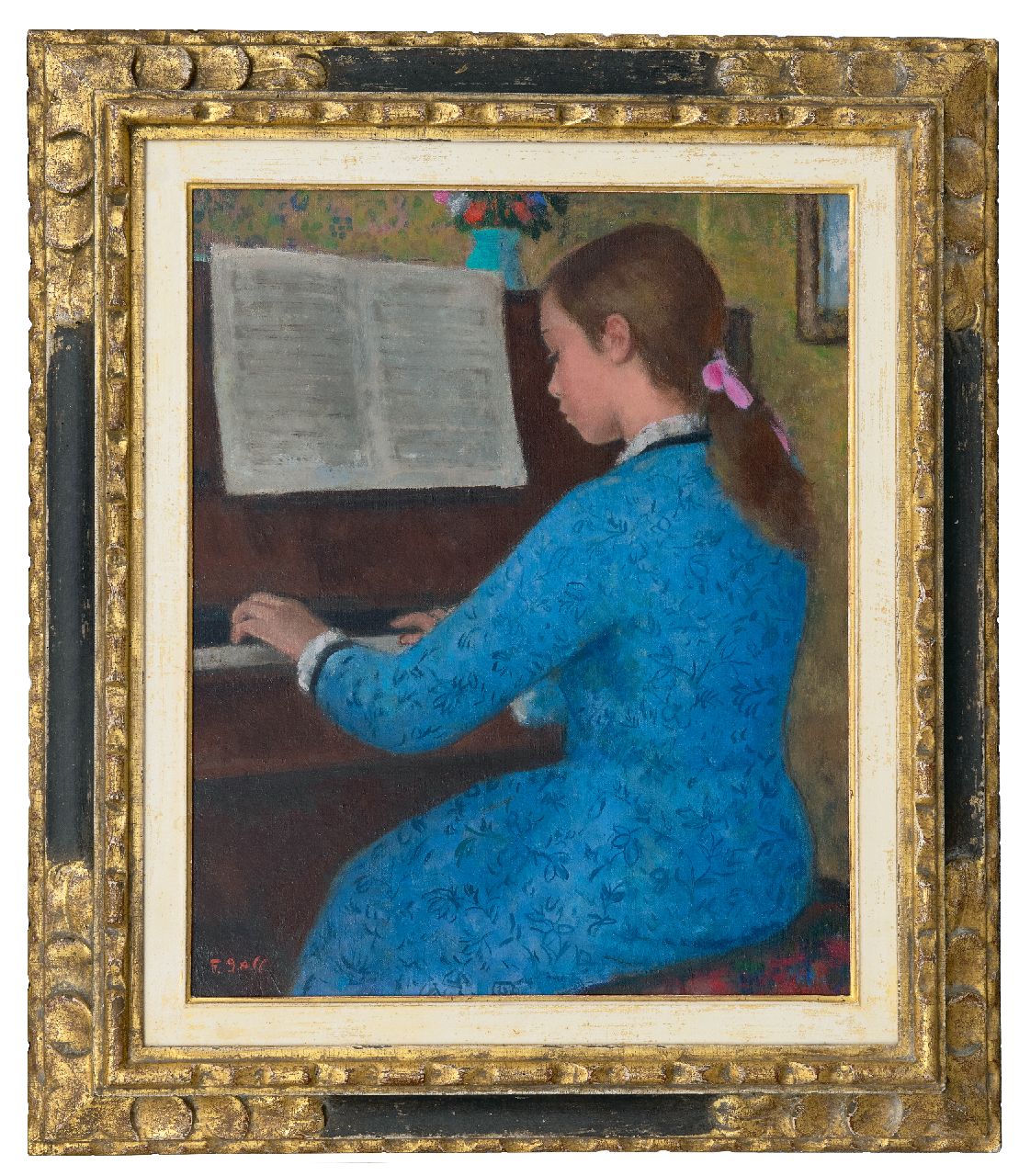 Gall F.  | Ferenç 'François' Gall | Paintings offered for sale | Elizabeth-Anne Gall at the piano, oil on canvas 46.1 x 38.2 cm, signed l.l.