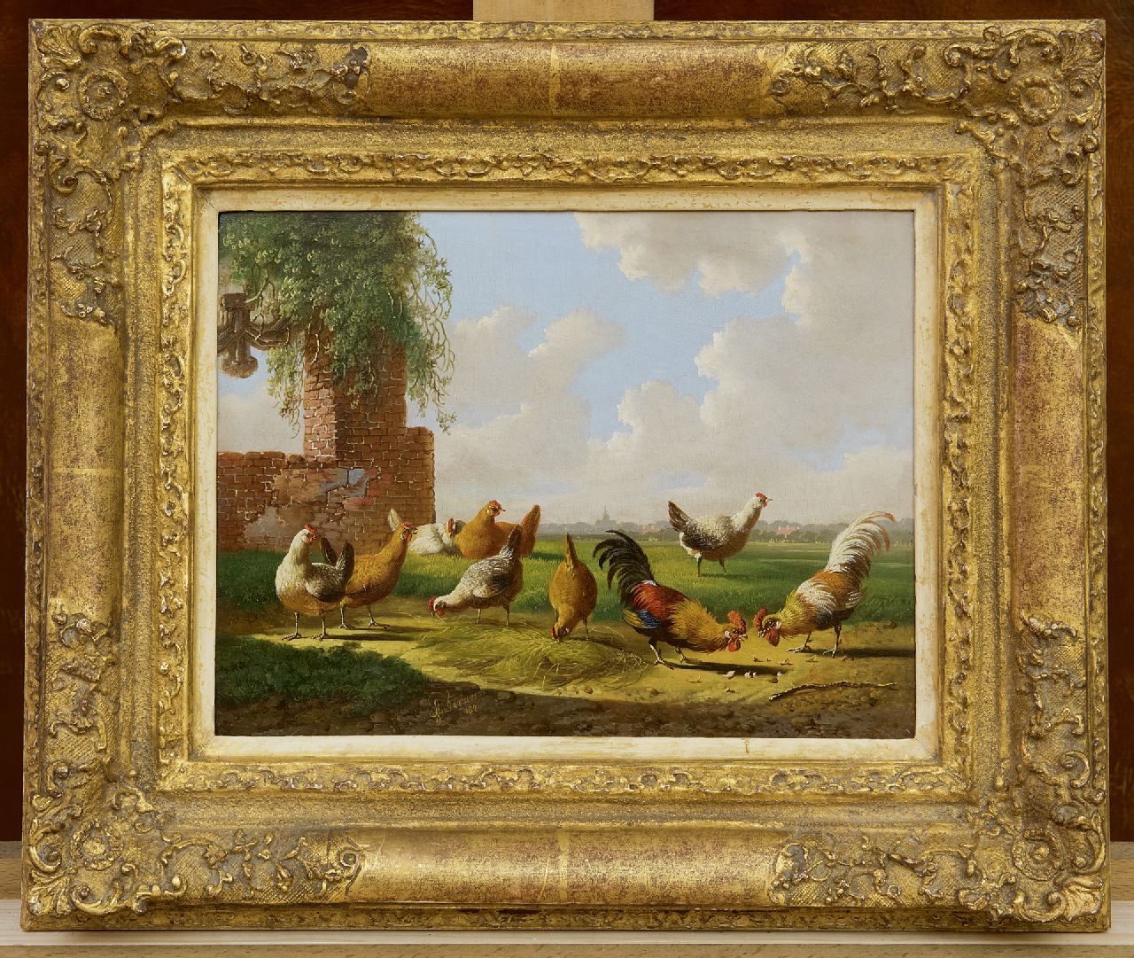 Verhoesen A.  | Albertus Verhoesen, The cockfight, oil on panel 17.9 x 23.6 cm, signed l.m. and dated 1871