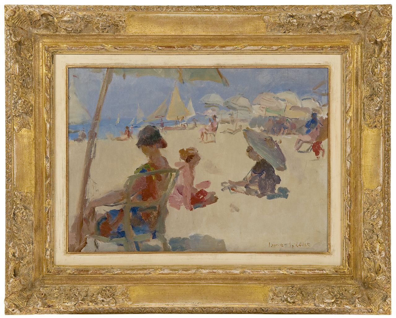 Israels I.L.  | 'Isaac' Lazarus Israels, Figures on the beach of Il Lido di Venezia, oil on canvas 37.1 x 52.2 cm, signed l.r.