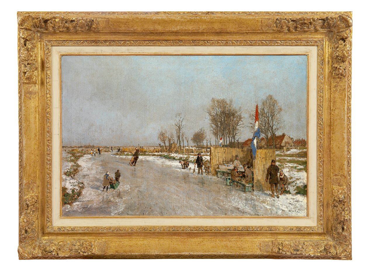 Mastenbroek J.H. van | Johan Hendrik van Mastenbroek | Paintings offered for sale | Winter fun on a Dutch canal, oil on canvas 47.2 x 71.2 cm, signed l.r. and dated 1933