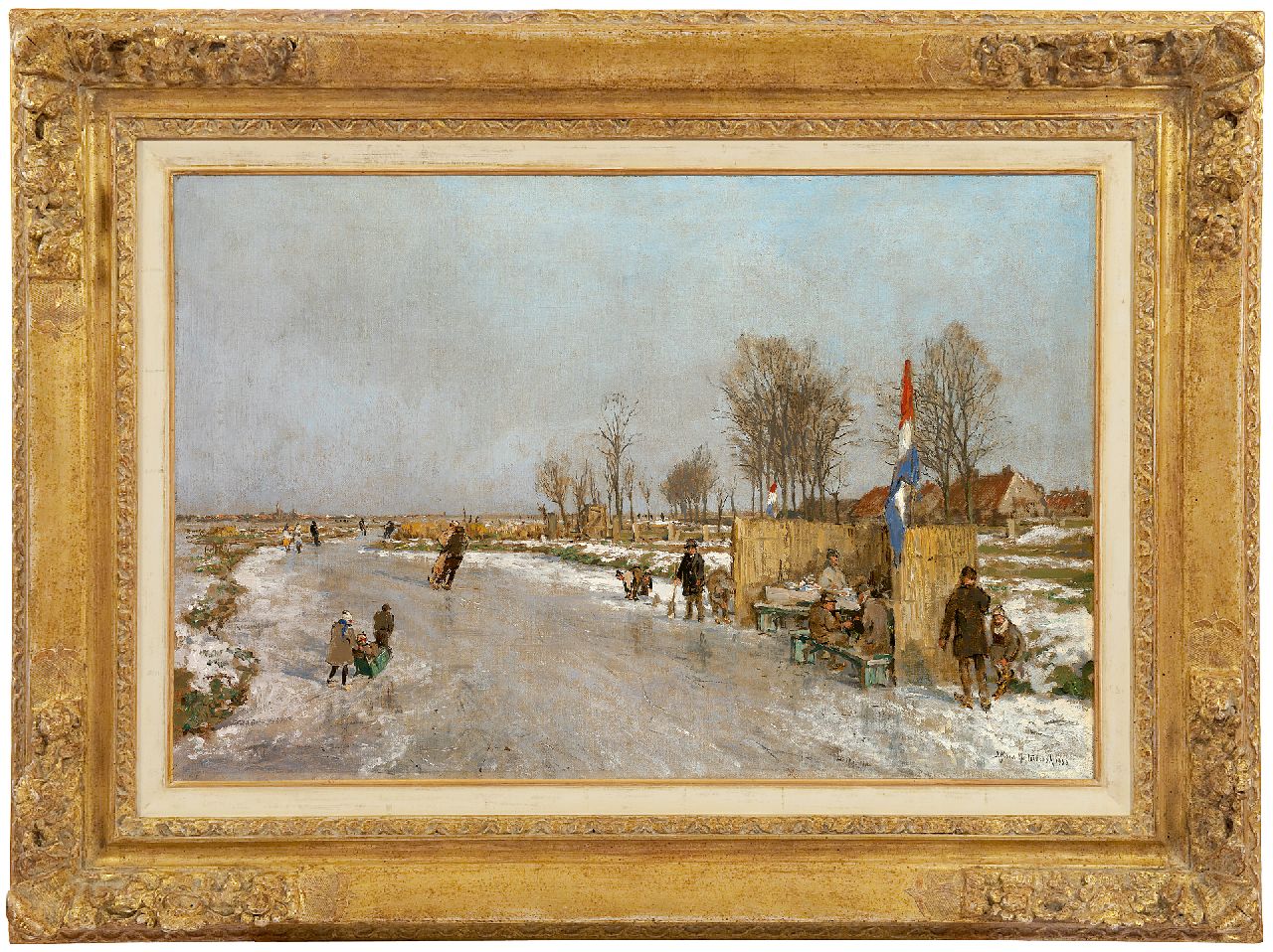 Mastenbroek J.H. van | Johan Hendrik van Mastenbroek | Paintings offered for sale | Winter fun on a Dutch canal, oil on canvas 47.2 x 71.2 cm, signed l.r. and dated 1933