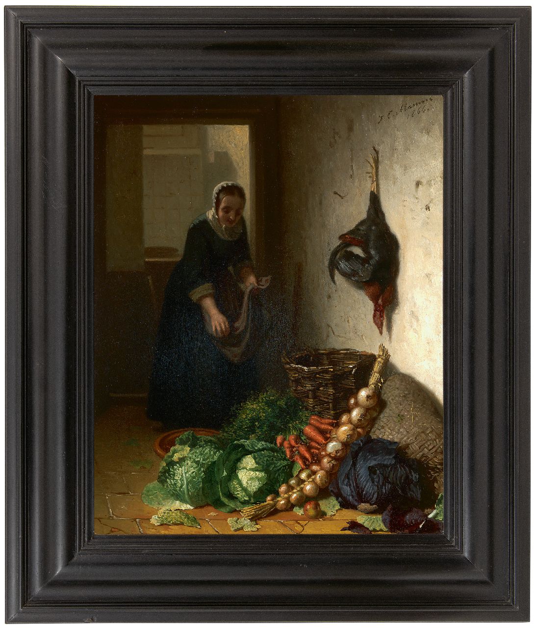 Masurel J.E.  | Johannes Engel Masurel | Paintings offered for sale | In the kitchen, oil on panel 31.2 x 25.3 cm, signed u.r. and dated 1866