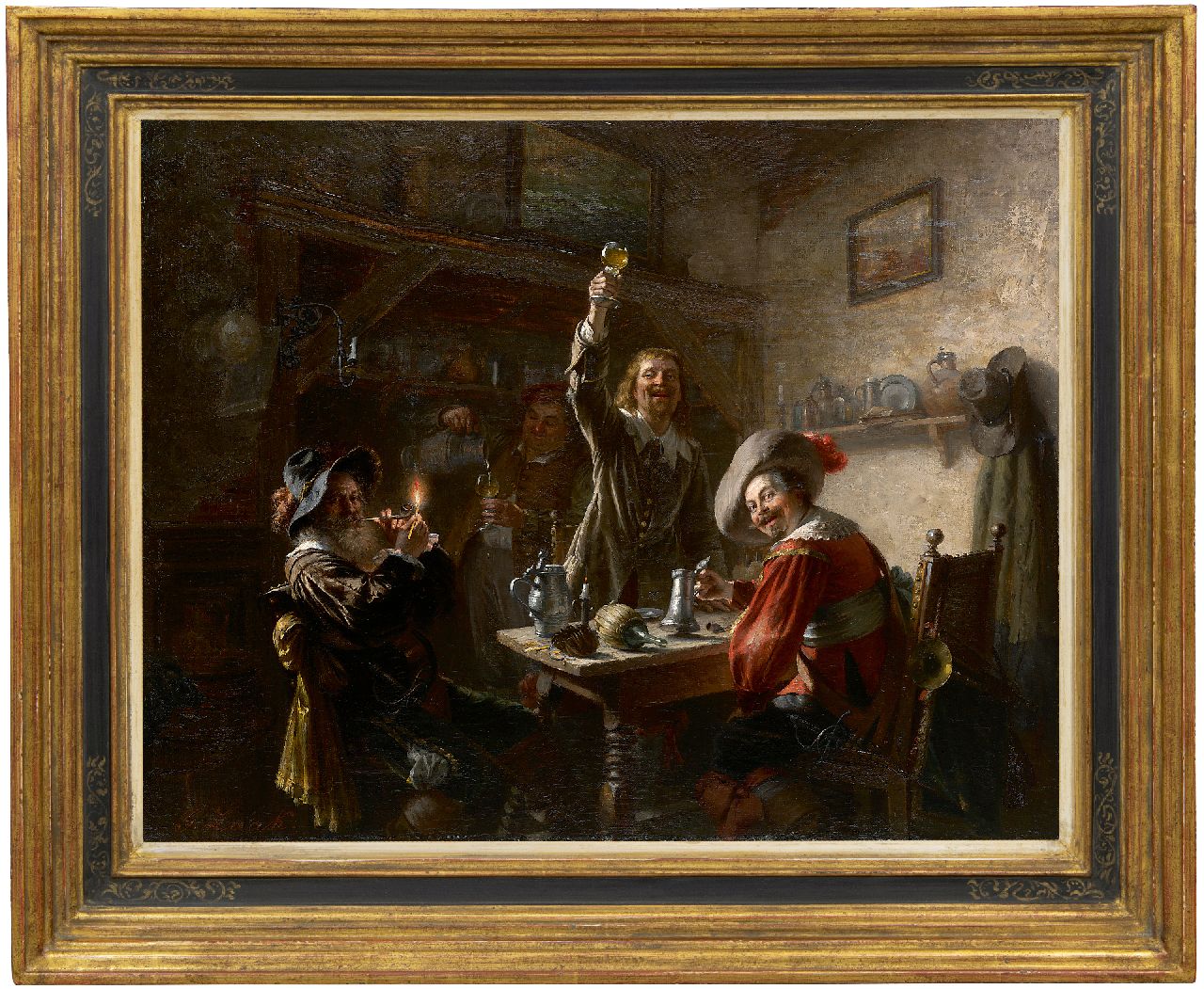 Zaak G.  | Gustav Zaak, Bringing out a toast, oil on canvas 55.5 x 68.0 cm, signed l.l.