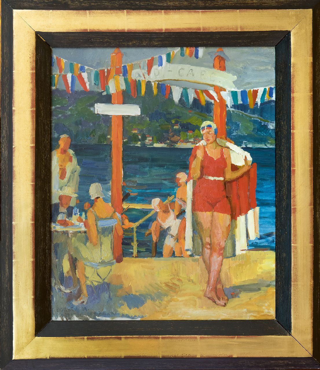 Dorsch F.F.E.  | 'Ferdinand' Franz Engelbert Dorsch, Café at the beach, Southern Germany, oil on canvas 56.2 x 46.4 cm, signed l.l. and dated '29 'Dresden'