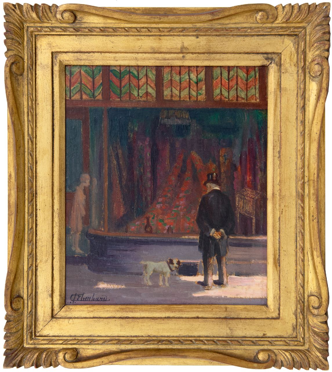 Eberhard G.G.A.  | Guillaume Gustave Antoine Eberhard, Windowshopping, oil on panel 34.8 x 29.7 cm, signed l.l.