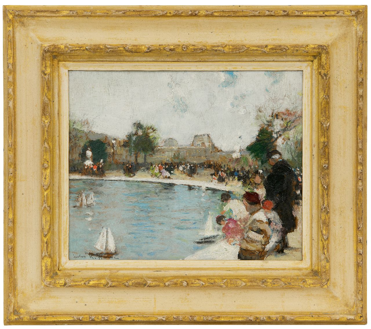 Hervé J.R.  | Jules René Hervé | Paintings offered for sale | The Garden of the Tuileries in Paris, oil on board 22.2 x 27.2 cm, signed l.l. and on the reverse