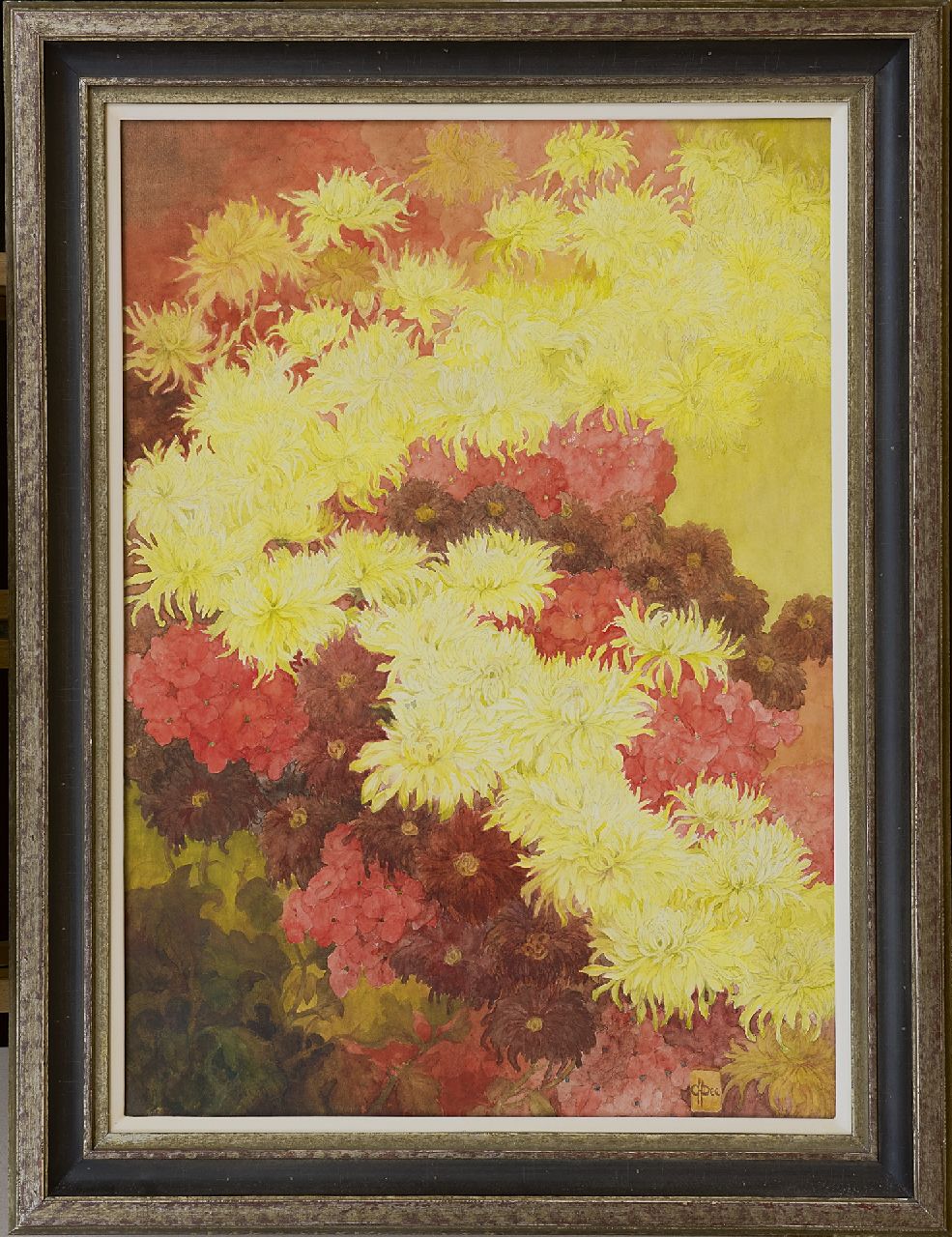 Dee C.H.  | Corneille Henri Dee, Autumn flowers, pencil and watercolour on paper 77.0 x 55.0 cm, signed l.r. with monogram