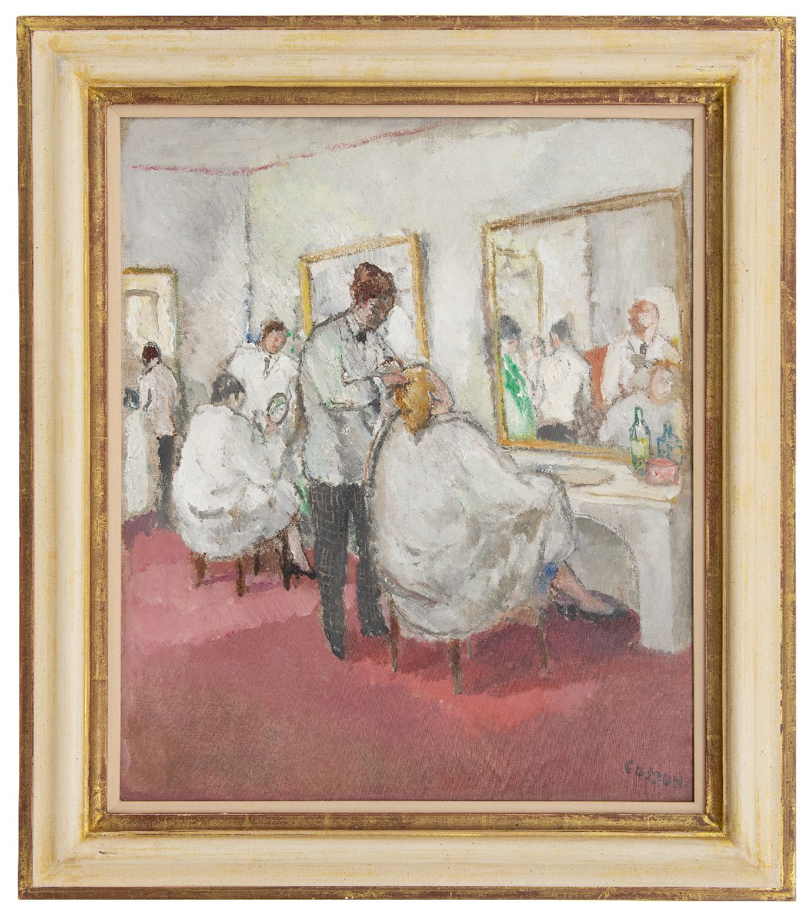 Cosson J.L.M.  | Jean Louis 'Marcel' Cosson | Paintings offered for sale | Salon de coiffure, oil on canvas 65.4 x 54.4 cm, signed l.r. and dated on the stretcher 1930/31