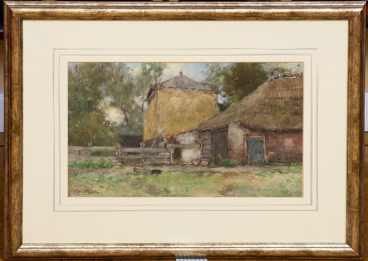 Windt Ch. van der | Christophe 'Chris' van der Windt | Watercolours and drawings offered for sale | A farm and a haystack, watercolour on paper 31.0 x 51.0 cm, signed l.l.