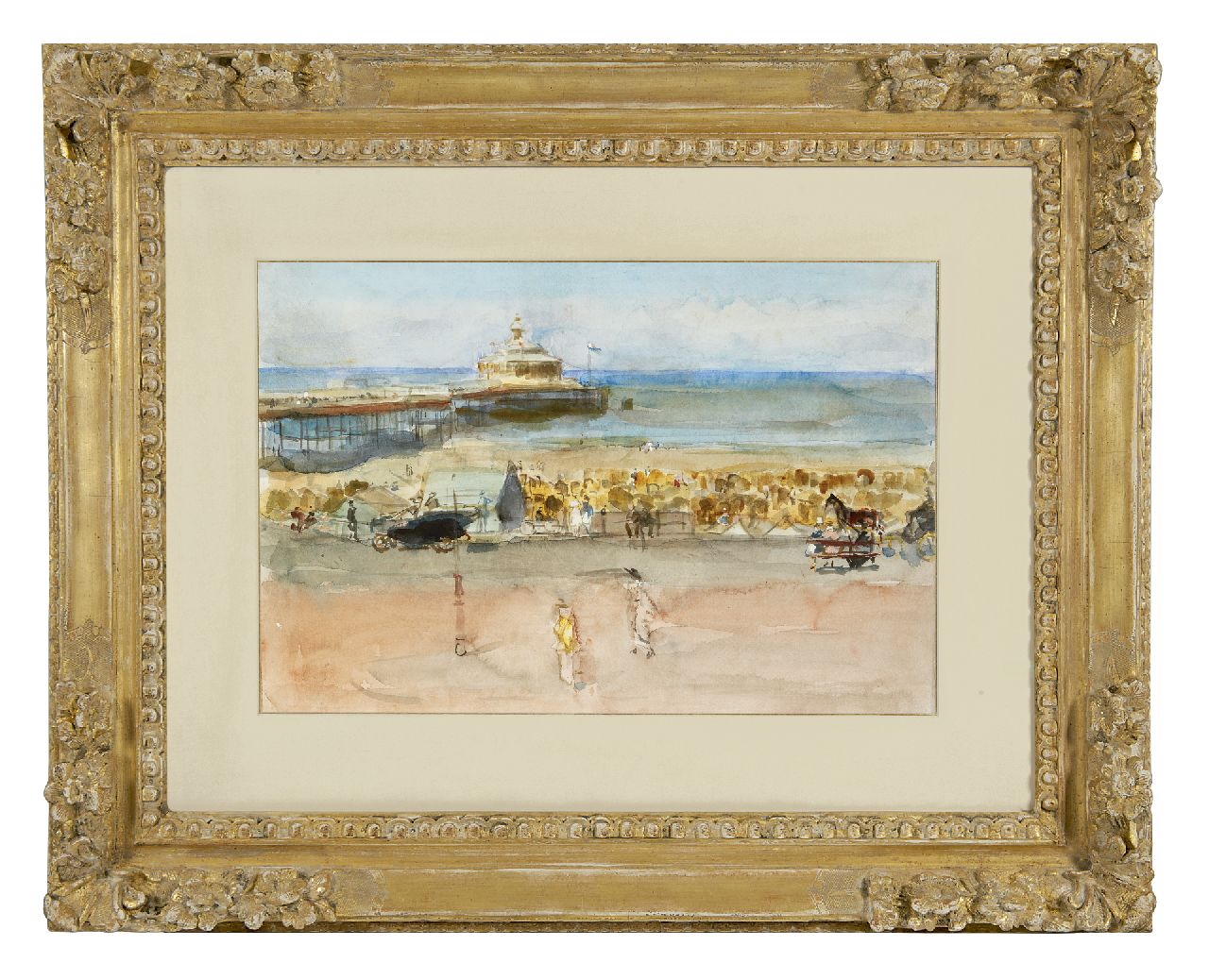 Israels I.L.  | 'Isaac' Lazarus Israels, A sunny day on the Scheveningen boulevard, watercolour and gouache on paper laid down on board 33.7 x 50.6 cm, painted 1915-1919