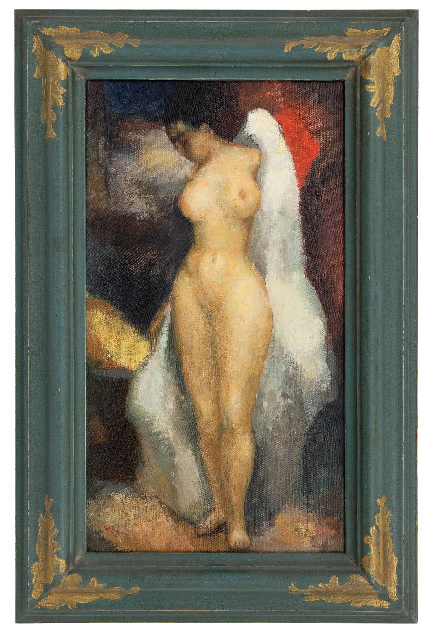 Kelder A.B.  | Antonius Bernardus 'Toon' Kelder | Paintings offered for sale | Female nude, oil on canvas 47.3 x 27.5 cm, signed l.l.