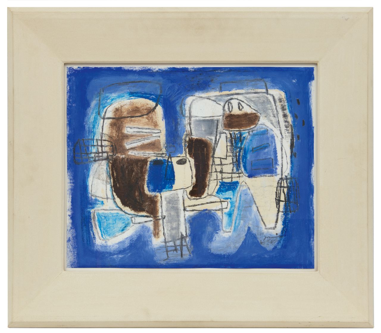 Nanninga J.  | Jacob 'Jaap' Nanninga | Watercolours and drawings offered for sale | Composition with two figures, pencil and gouache on paper 40.0 x 50.0 cm, signed l.r. and dated '58