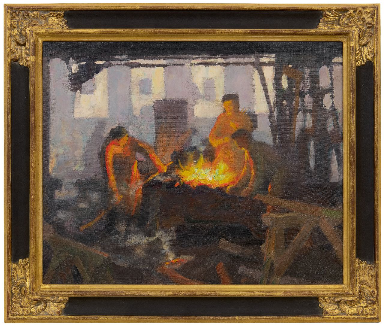 Heijmans L.  | Laurentius 'Louis' Heijmans, The iron foundry Boddaert in Middelburg, oil on canvas 40.2 x 50.2 cm