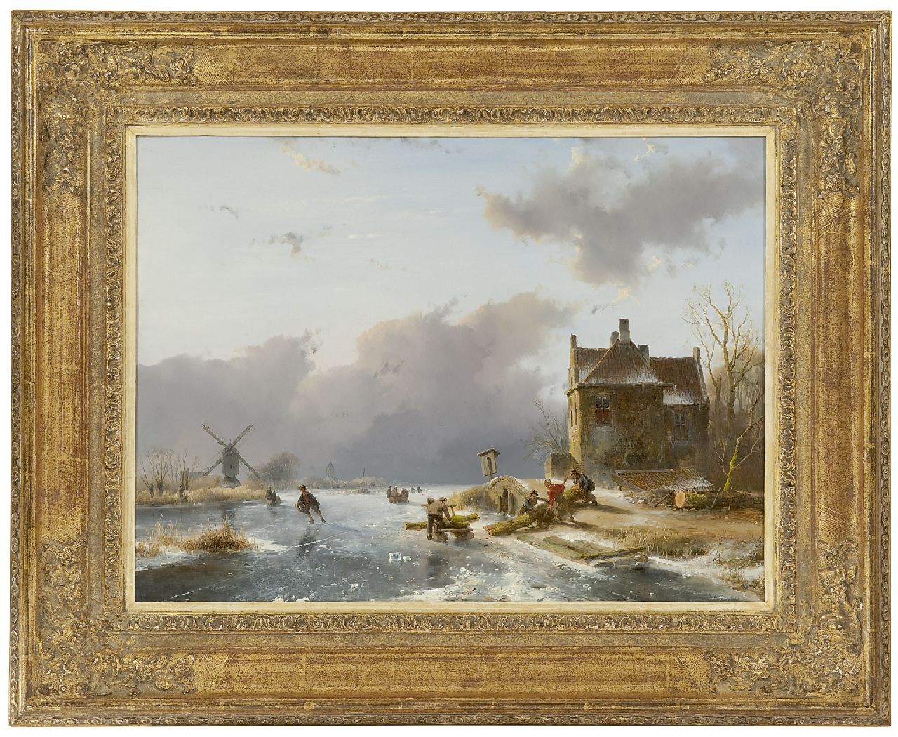 Schelfhout A.  | Andreas Schelfhout, A winter landscape with skaters, oil on panel 41.0 x 54.0 cm, signed l.r. and dated 1841