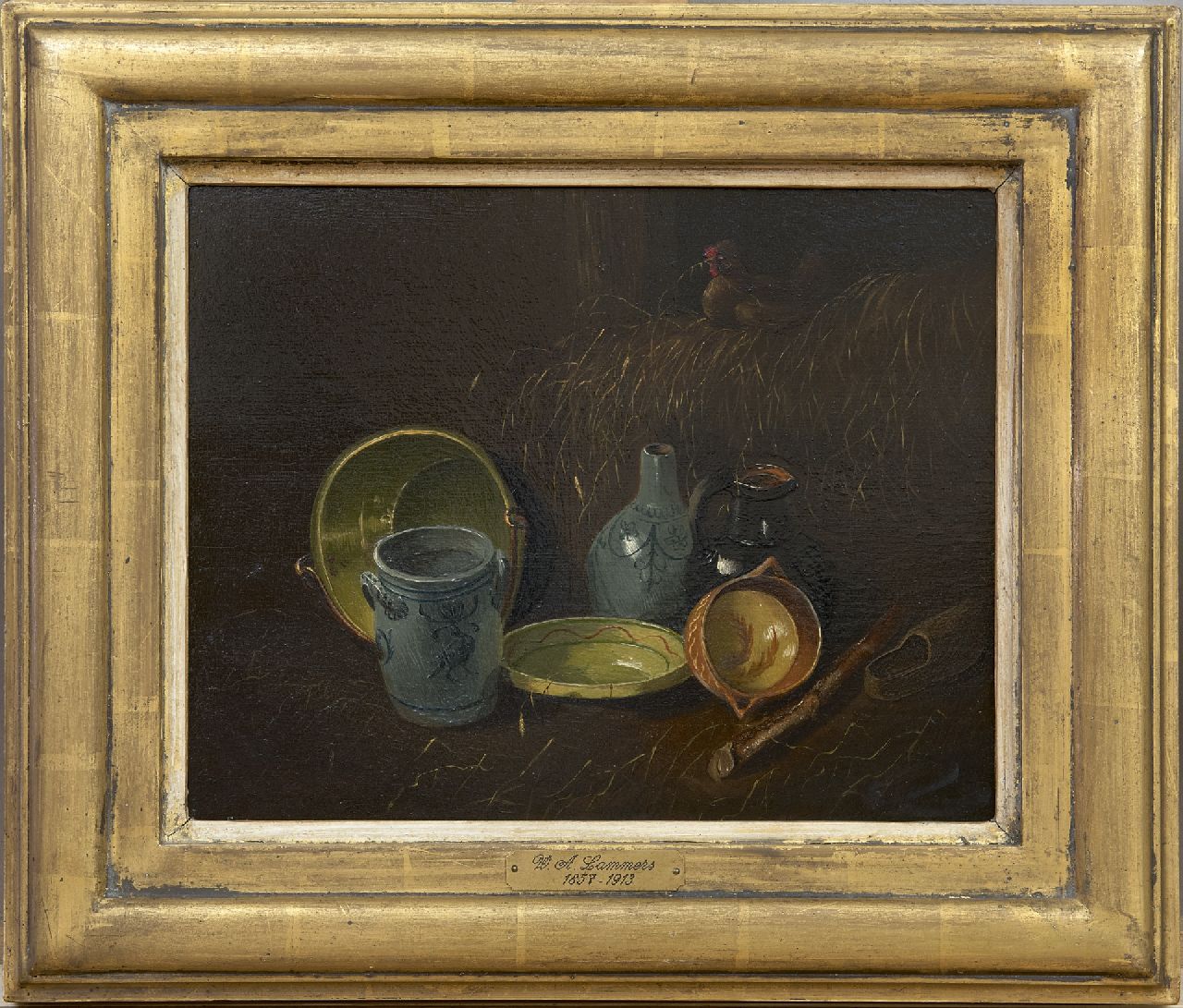 Lammers W.A.  | Wilhelm Albertus Lammers | Paintings offered for sale | A still life with kitchen attributes, oil on panel 22.4 x 28.3 cm