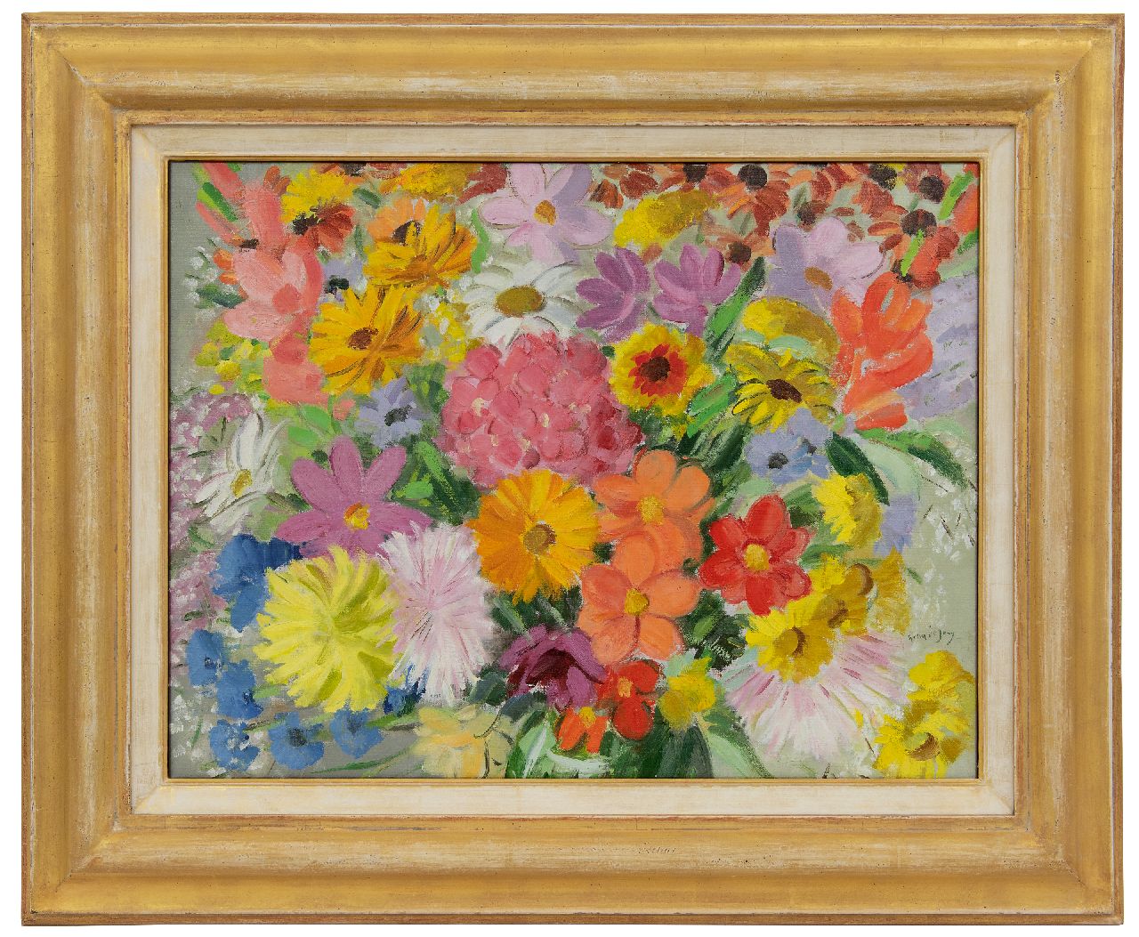 Jong G. de | Gerben 'Germ' de Jong, Summer flowers, oil on canvas 47.3 x 62.4 cm, signed l.r.