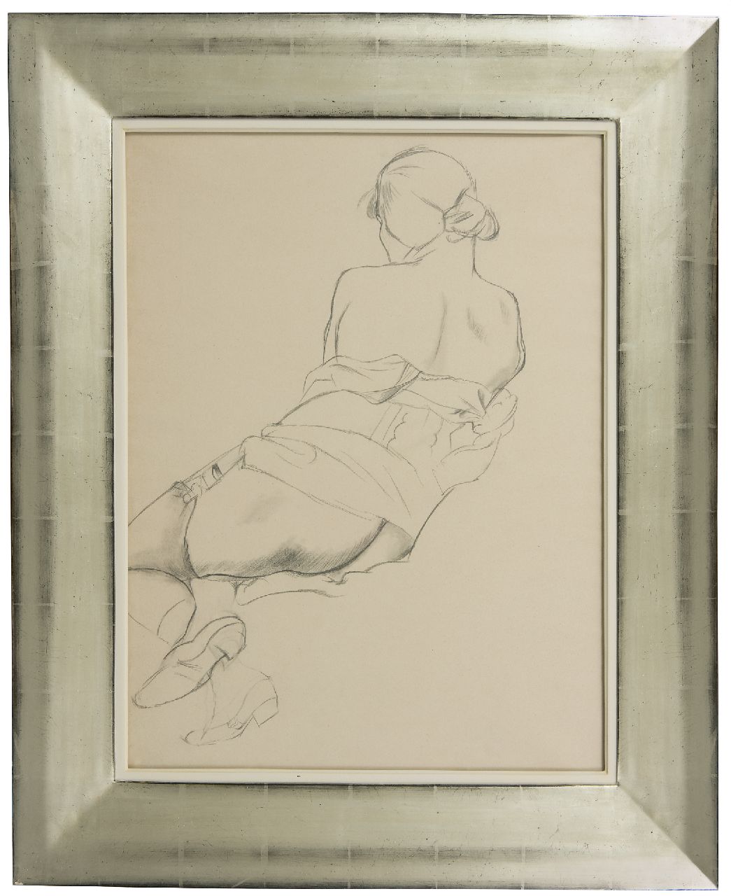 Grosz G.  | George 'Georg' Grosz | Watercolours and drawings offered for sale | Nude, seen from the back, pencil on paper 58.0 x 43.0 cm, r.o. dated with stamp 19 NOV 23