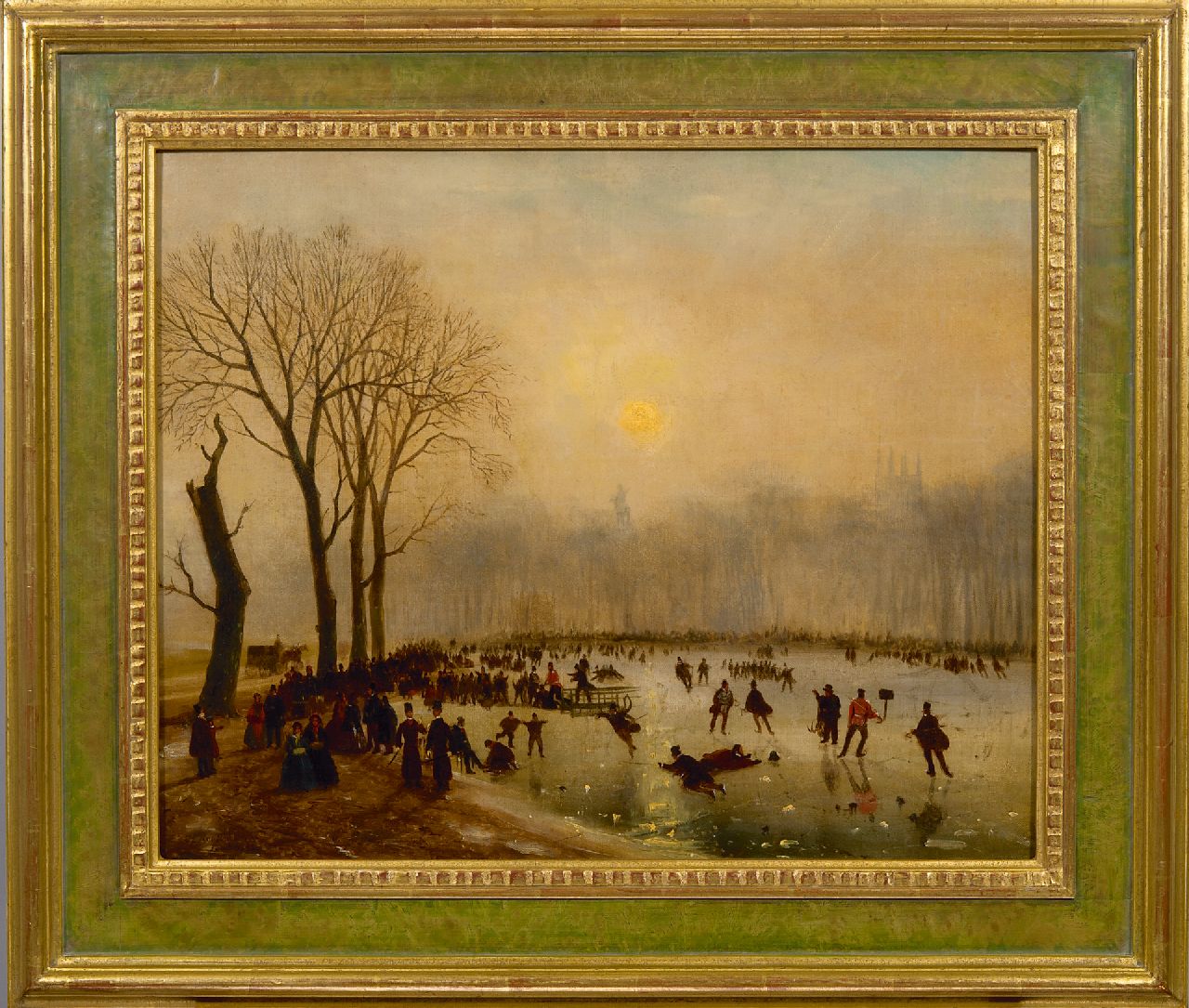 Roosenboom N.J.  | Nicolaas Johannes Roosenboom | Paintings offered for sale | Skating fun on The Serpentine, Hyde Park, oil on canvas 43.3 x 53.7 cm, signed l.l. and dated 'London' '55