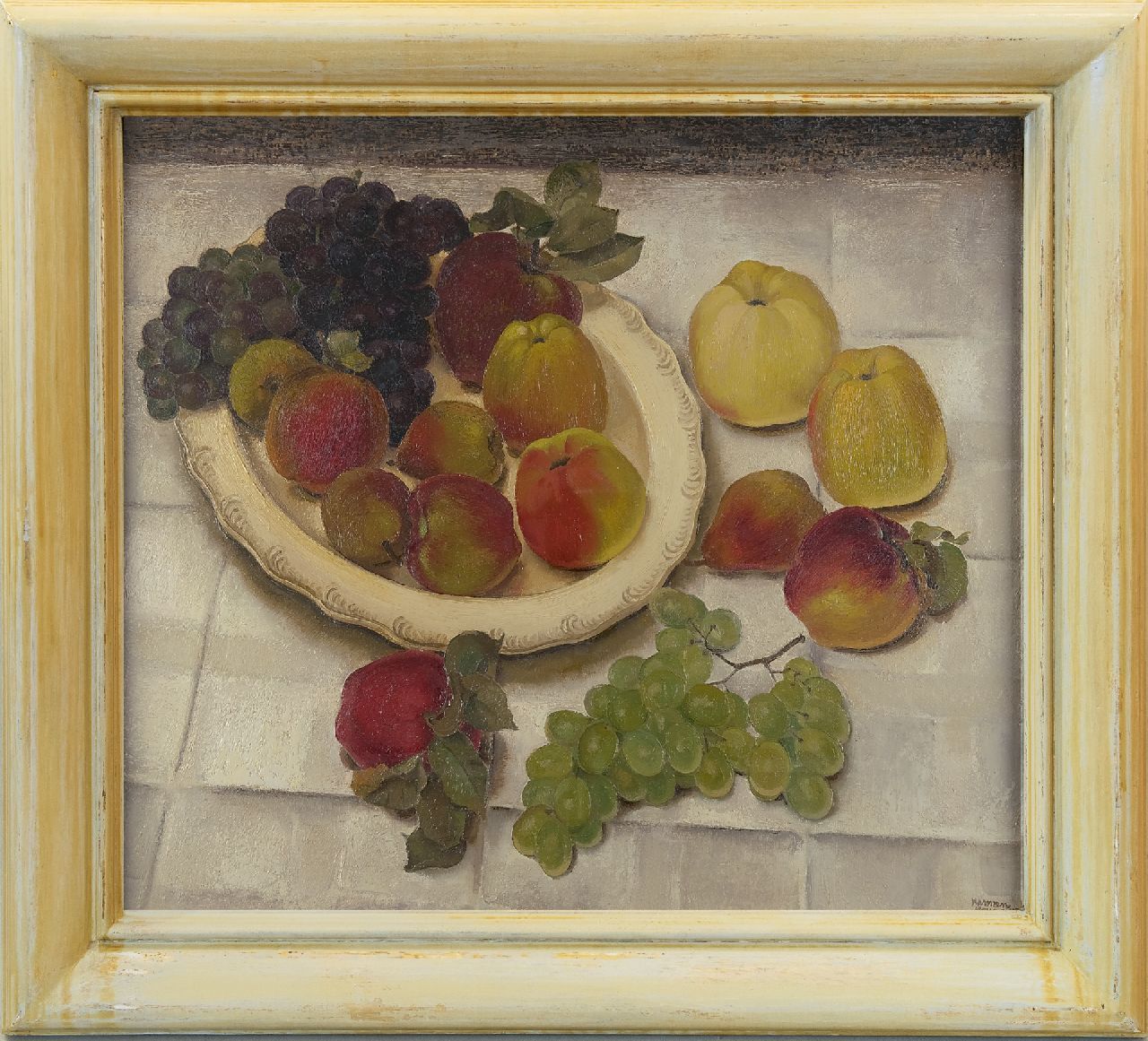 Meurs H.H.  | 'Harmen' Hermanus Meurs | Paintings offered for sale | A still life with grapes and apples, oil on canvas 65.1 x 73.2 cm, signed l.r. and on the reverse and dated 1932